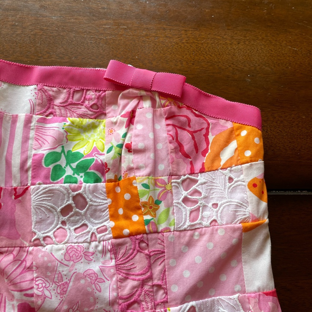Lilly Pulitzer Pink Orange Yellow Patchwork Strapless Dress - Picture 2 of 11